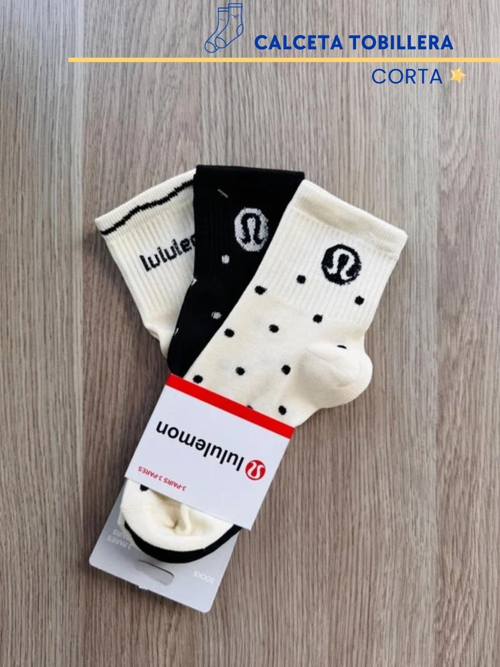 lululemon athletica Black & Cream Ankle Sock Trio